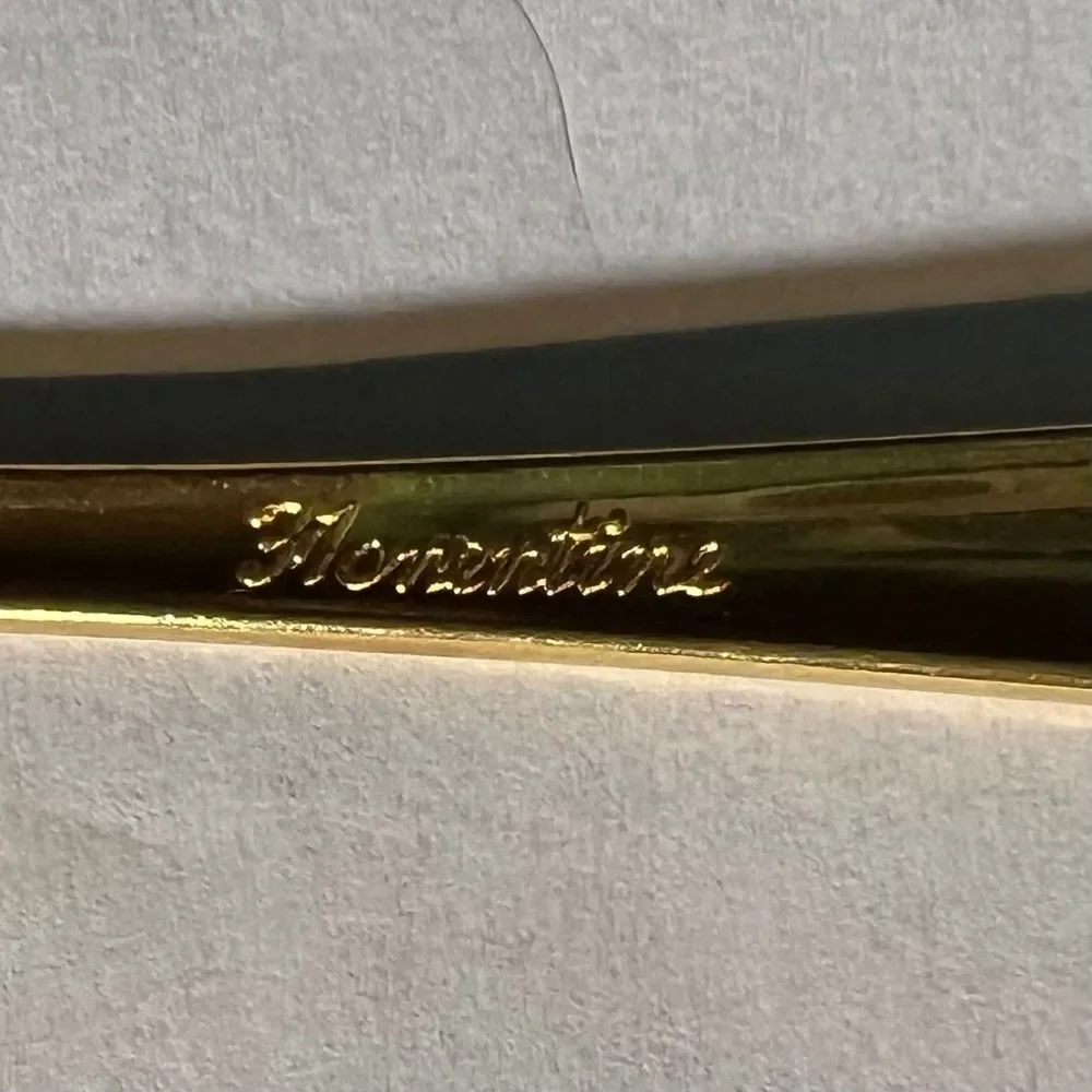Vintage Florentine Gold Tone Teaspoons Set of 9 Textured Handle